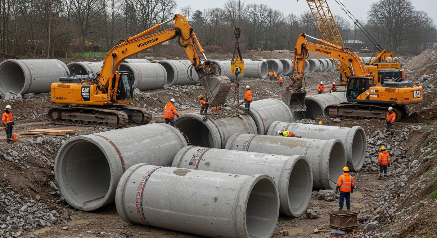 Демонтаж бетонных труб