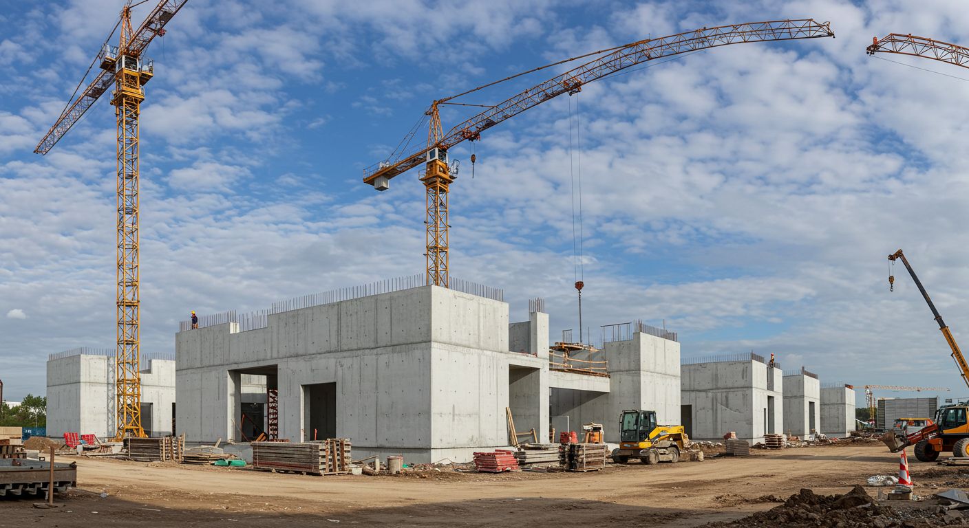 Монолитный каркас жилого здания Монолитный каркас жилого здания на строительной площадке