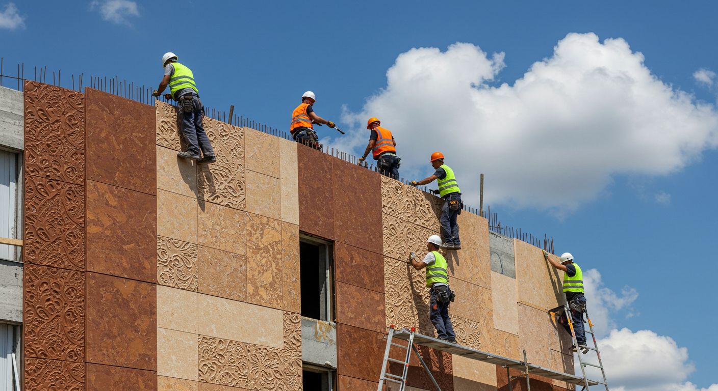 Монтаж композитных фасадов с декоративной отделкой