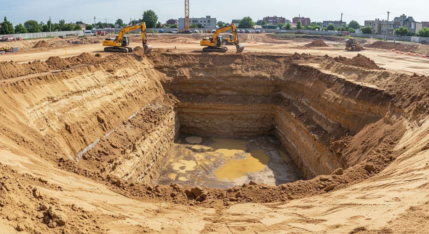 Разработка котлованов в песчаном грунте
