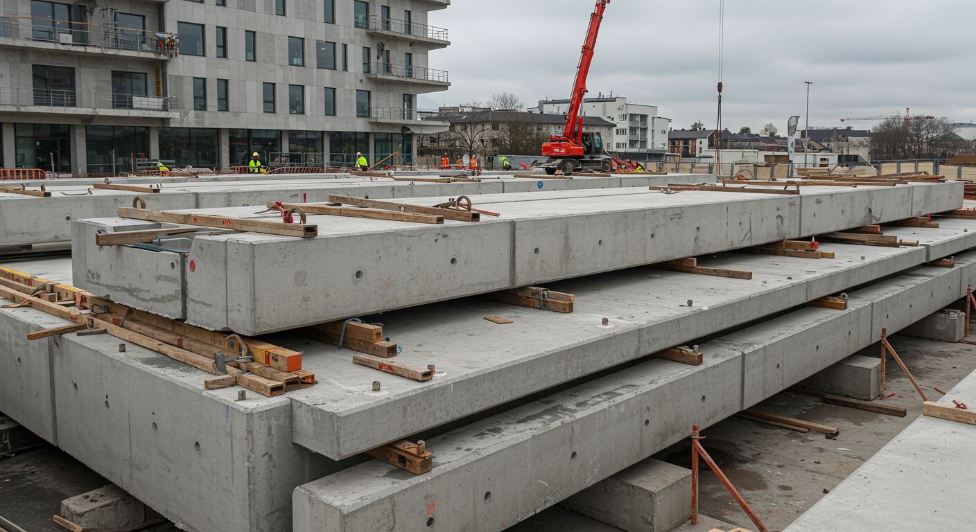 Монолитный каркас коммерческого здания на стройплощадке