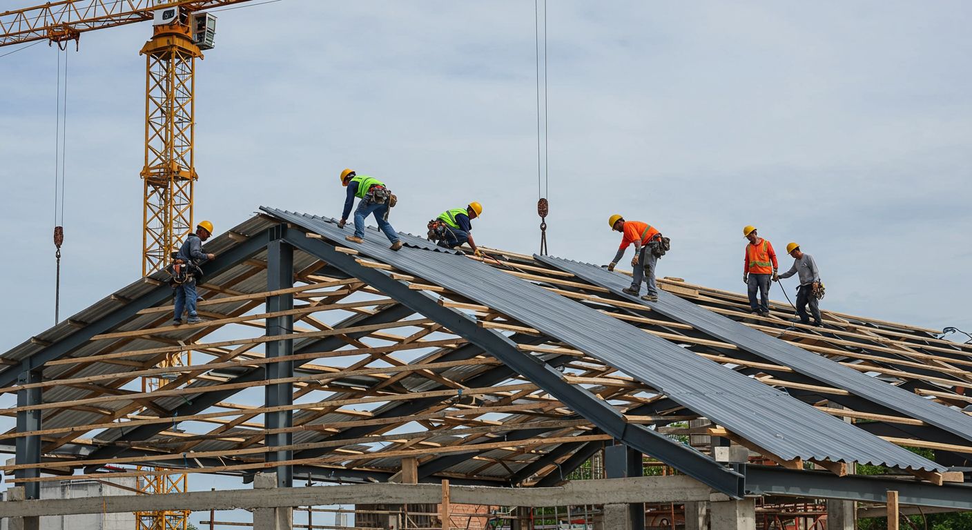 Монтаж кровли из профнастила