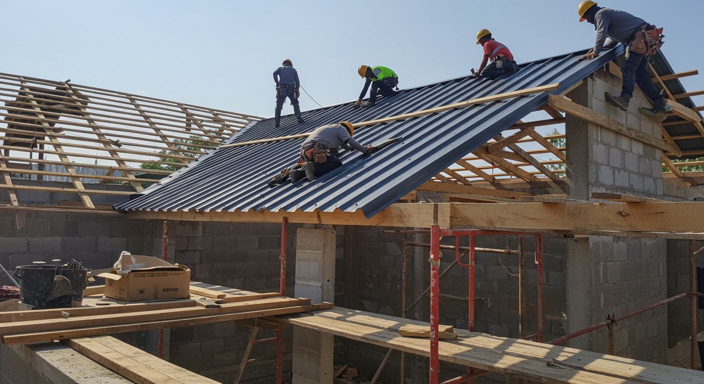 Монтаж кровли из профнастила