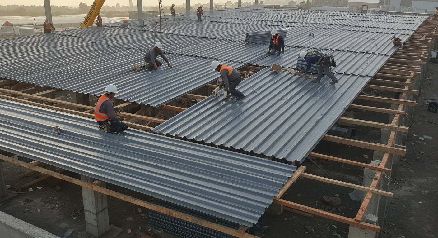 Монтаж кровли из стального профнастила