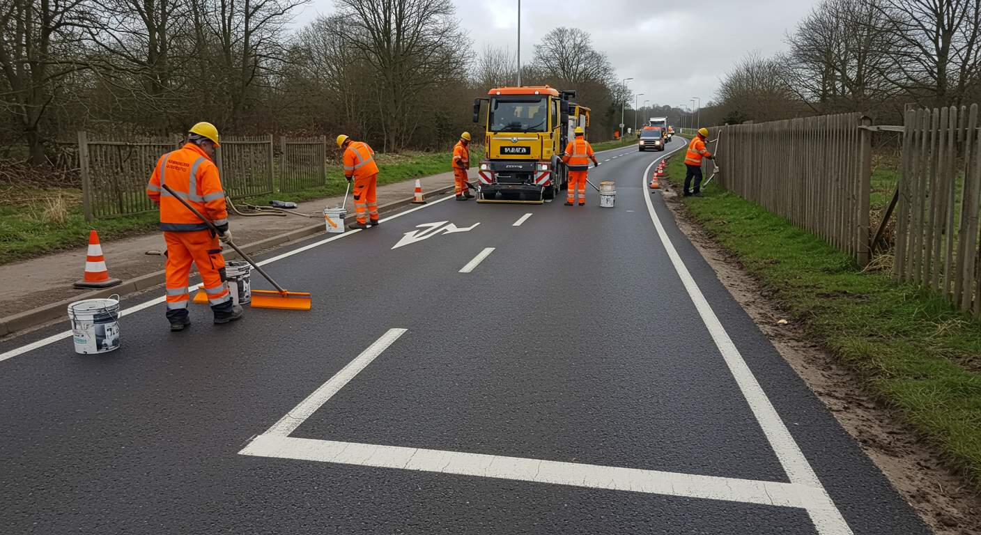Профессиональное обслуживание разметки и ограждений на промышленных дорогах Обслуживание дорожной разметки и ограждений