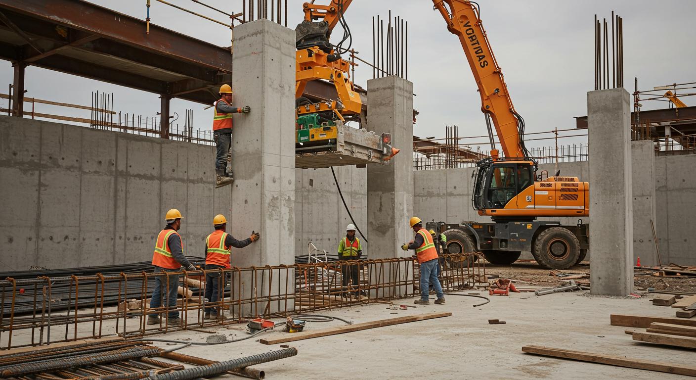 Монтаж железобетонных колонн