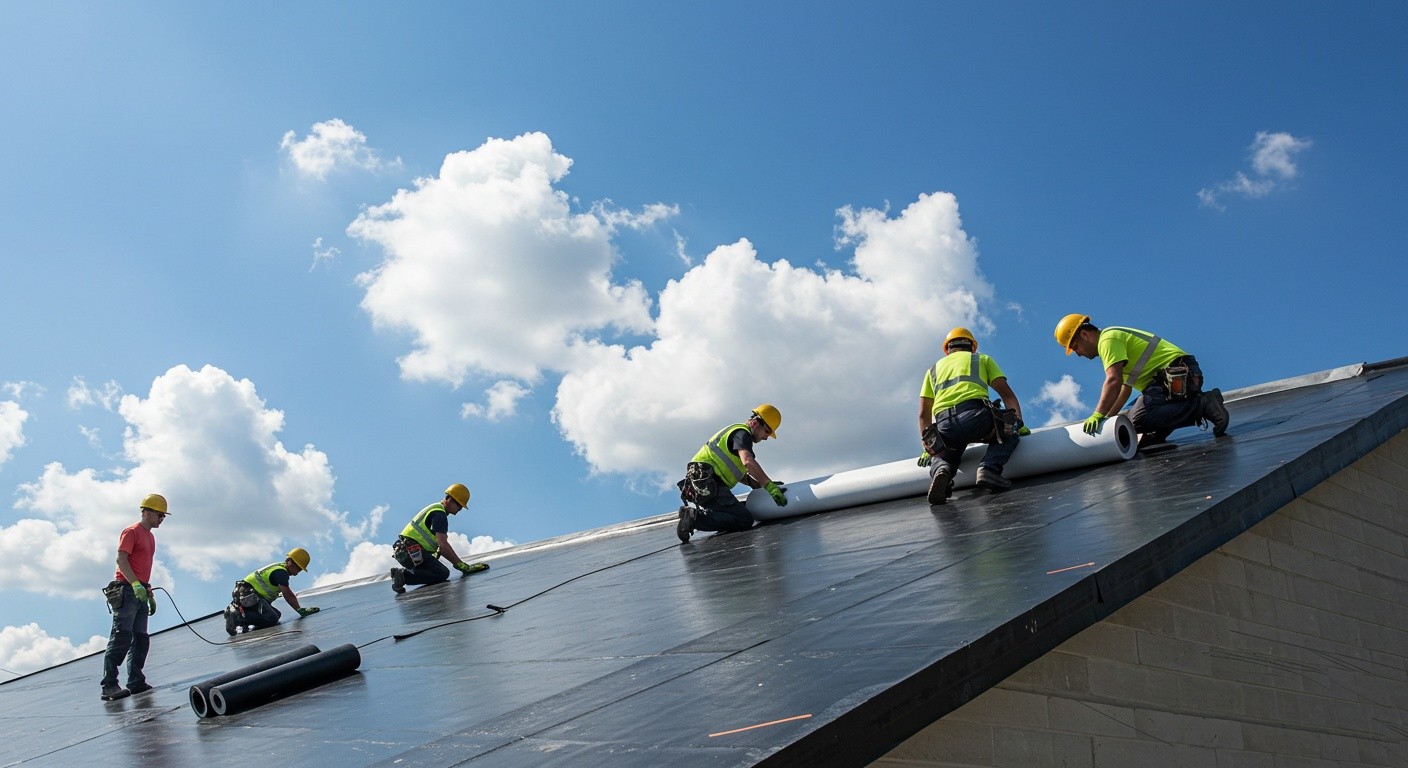 Монтаж самоклеящихся мягких кровельных покрытий