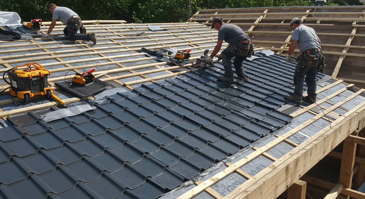 Монтаж металлочерепицы с защитным покрытием