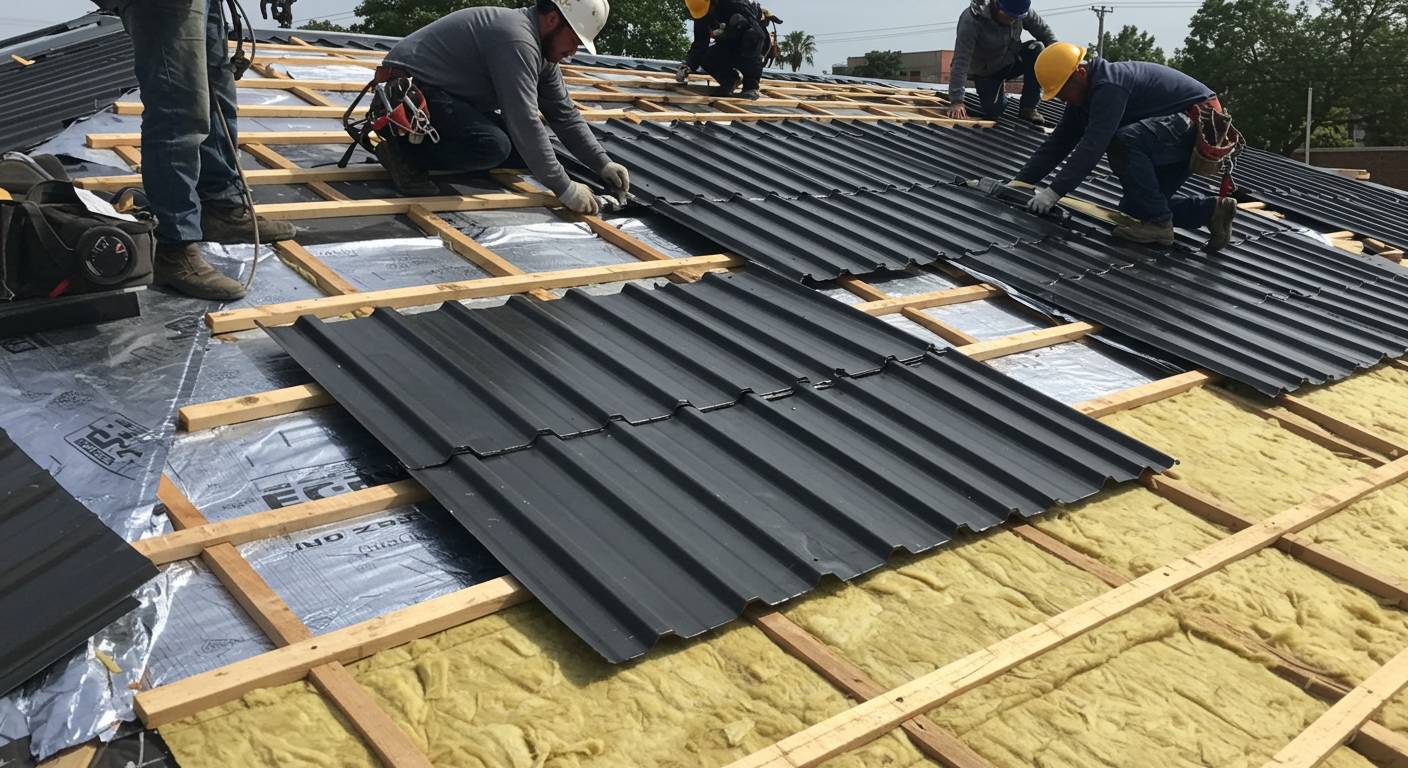 Монтаж кровли из металлочерепицы с утеплителем