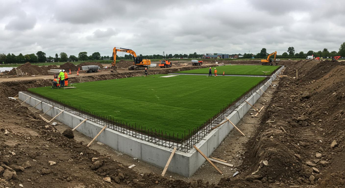 Монолитный свайный фундамент Монолитный свайный фундамент на строительной площадке