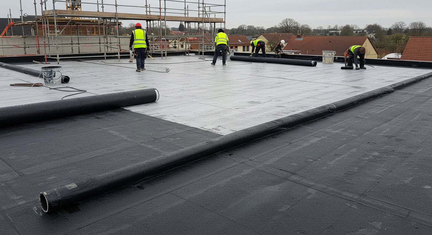 Профессиональный монтаж плоской кровли с гидроизоляцией Монтаж плоской кровли с гидроизоляцией