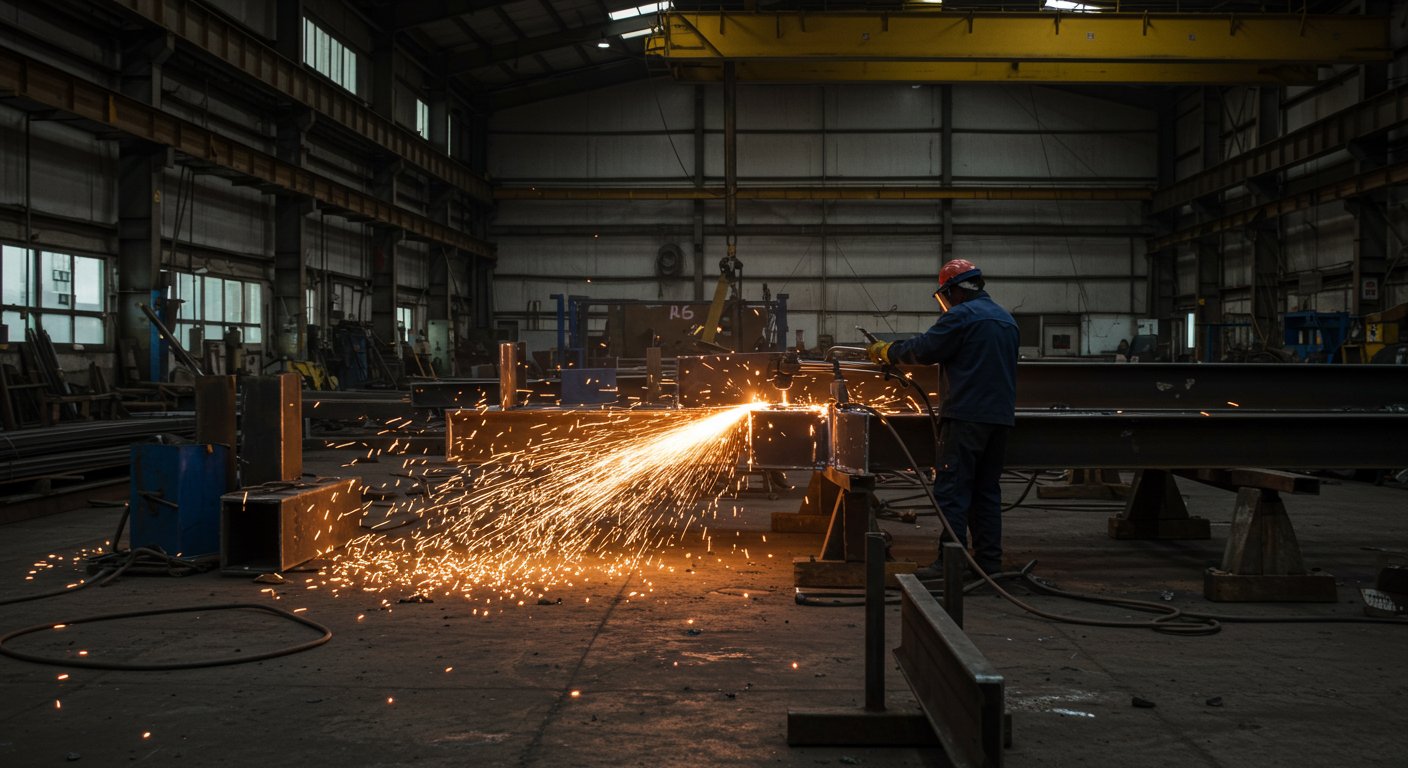 Газовая резка металла на промышленном объекте