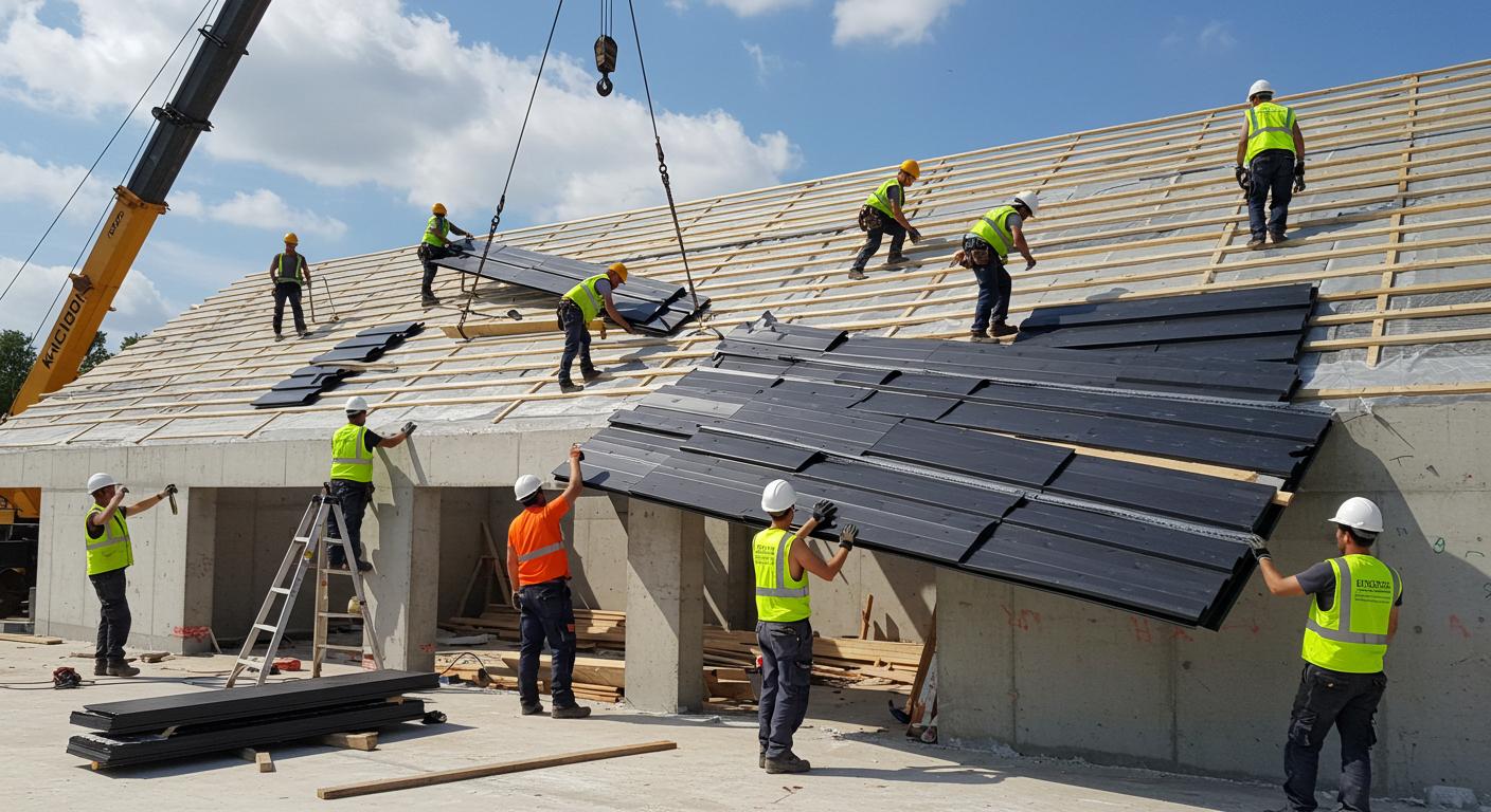 Монтаж кровельных сэндвич панелей для зданий