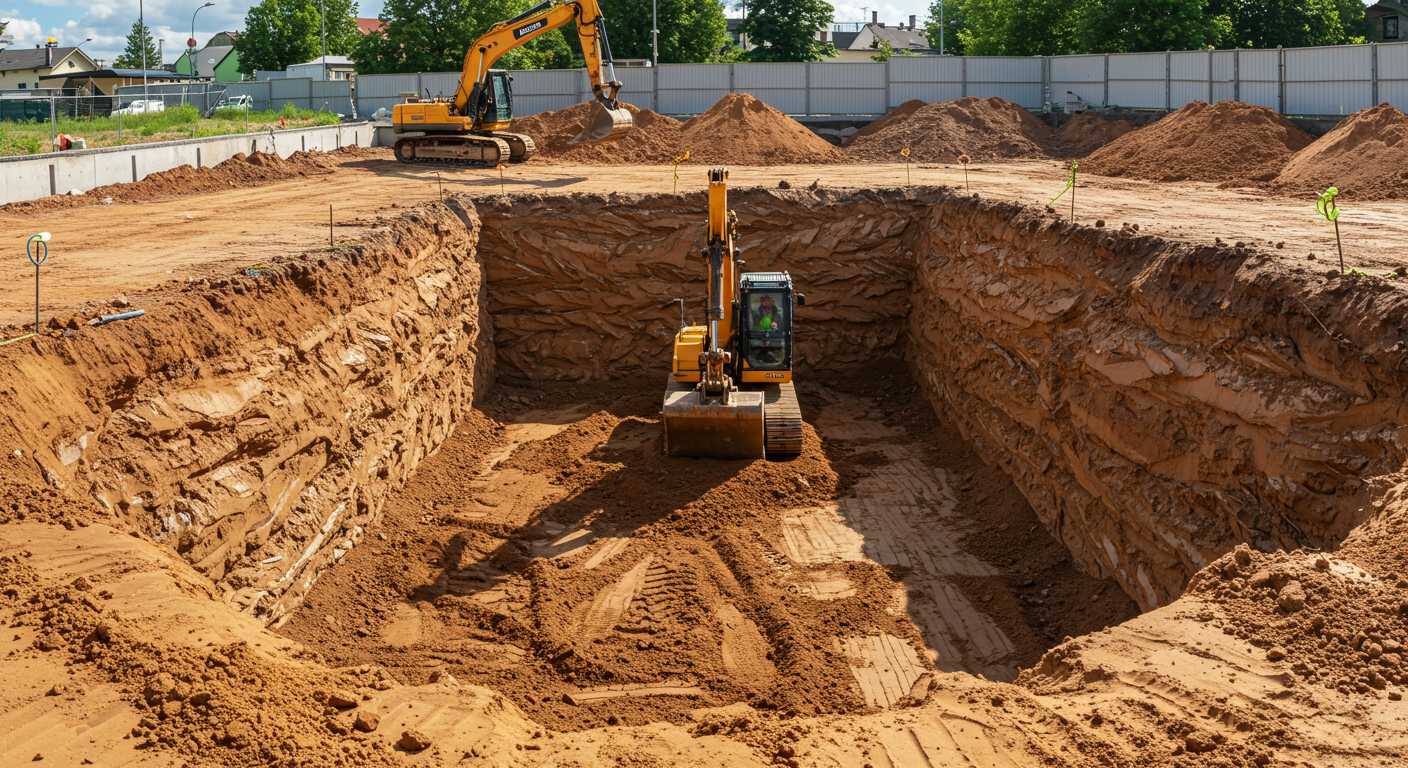 Разработка котлованов грейдерами в песчаном грунте