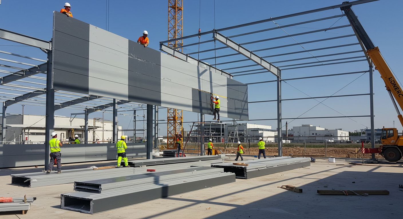 Монтаж сэндвич панелей на промышленном объекте