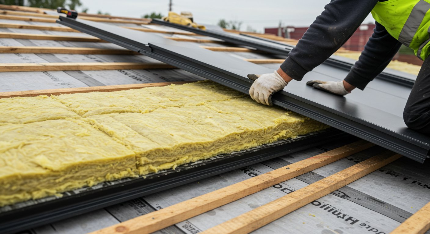 Монтаж кровельных сэндвич панелей с утеплителем