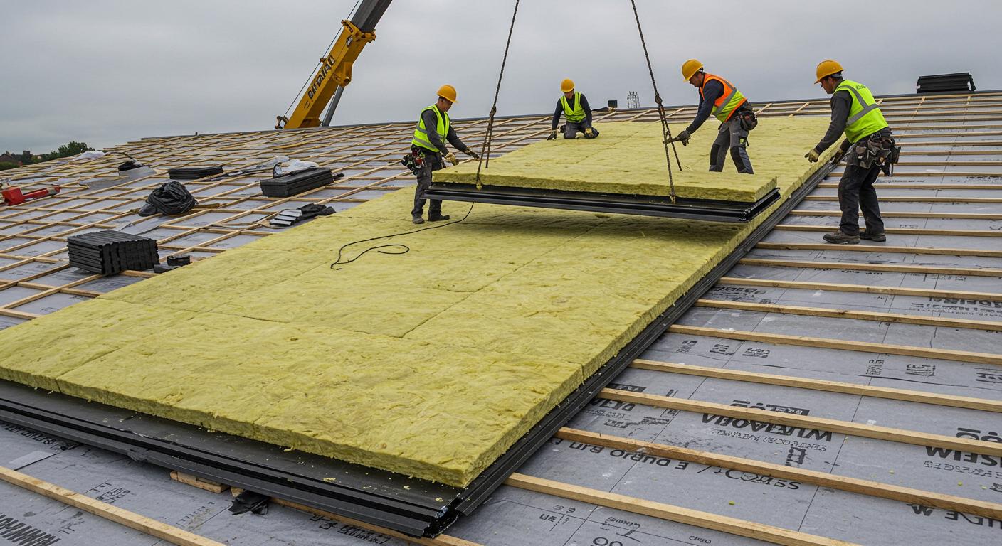 Монтаж кровельных сэндвич панелей с утеплителем