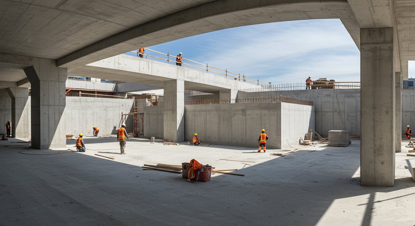 Пример монолитных работ с использованием легкого бетона Монолитные работы с легким бетоном