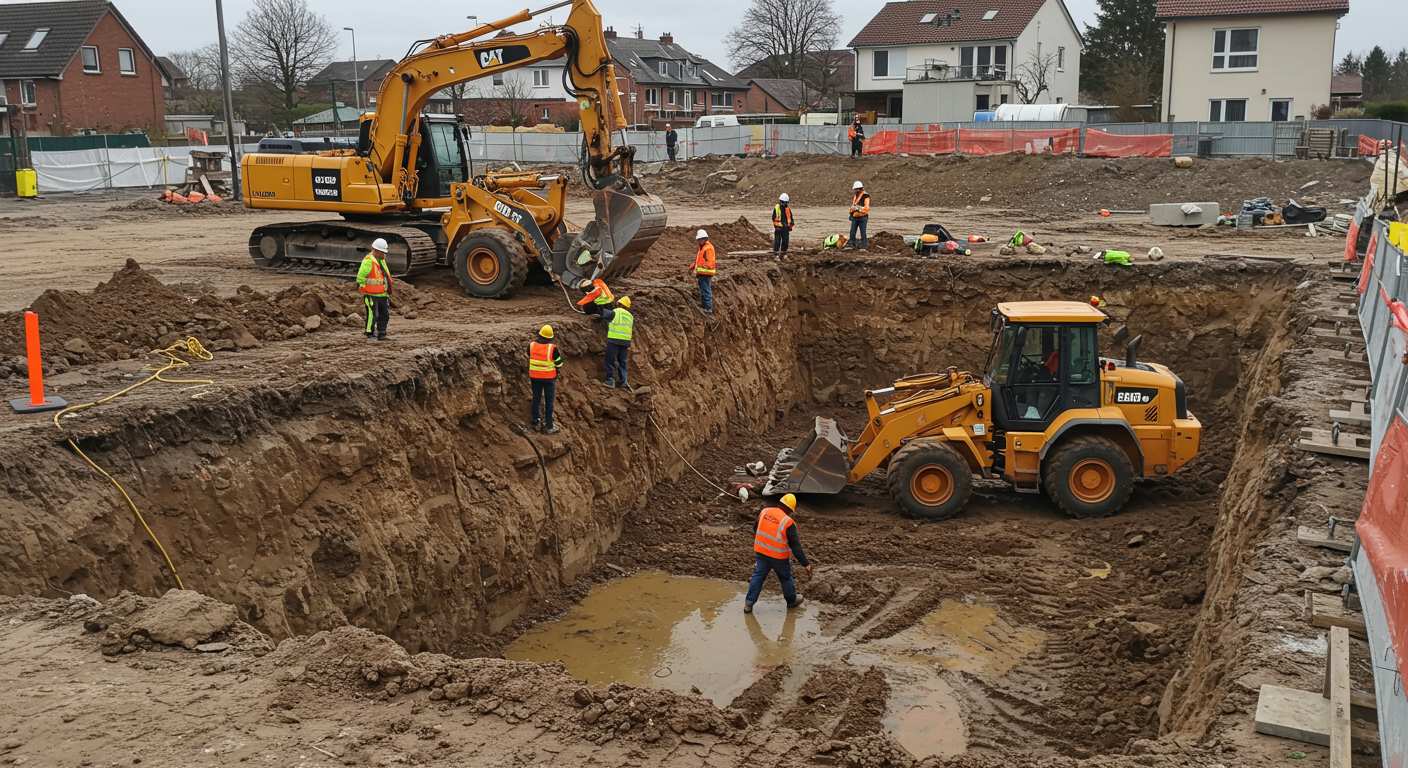 Монтаж погрузчика на строительной площадке