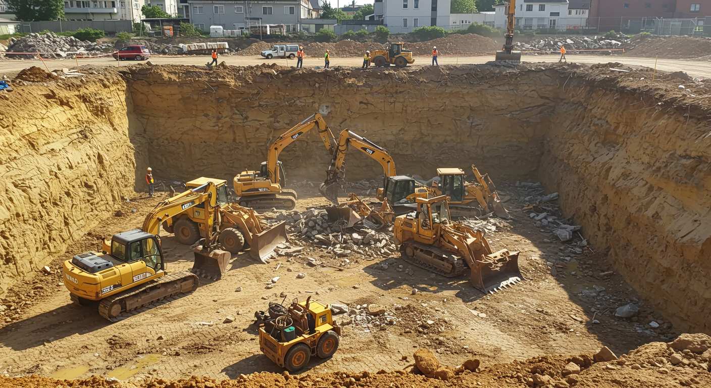 Демонтаж бульдозера на строительной площадке