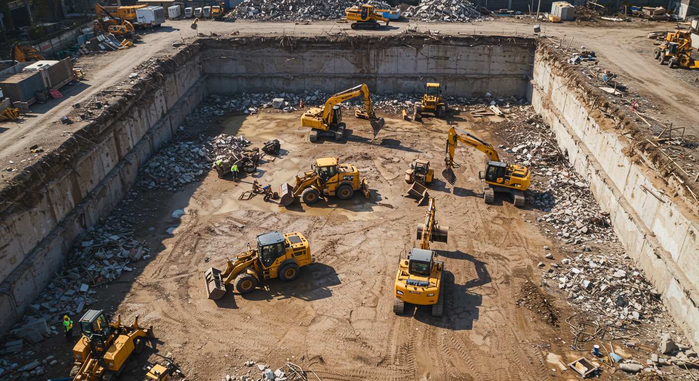 Демонтаж погрузчика на строительной площадке
