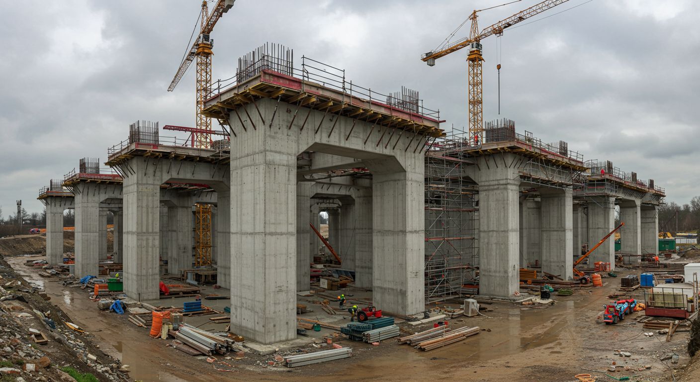 Щитовая опалубка на строительной площадке