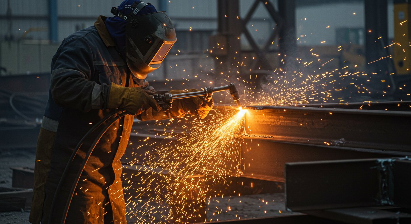 Промышленная газовая резка металла на объекте