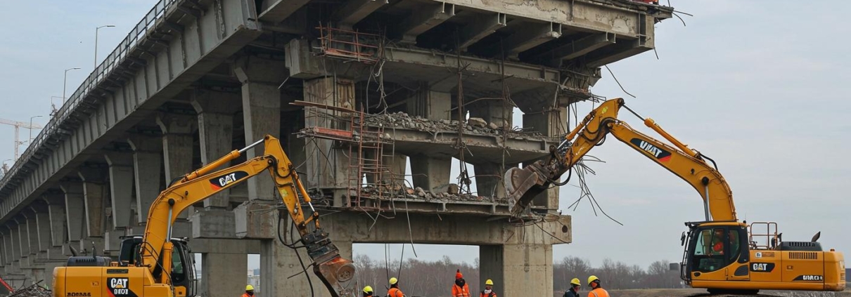Канатно-режущий демонтаж мостов