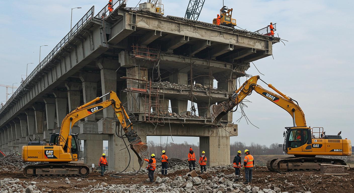 Канатно-режущий демонтаж мостов