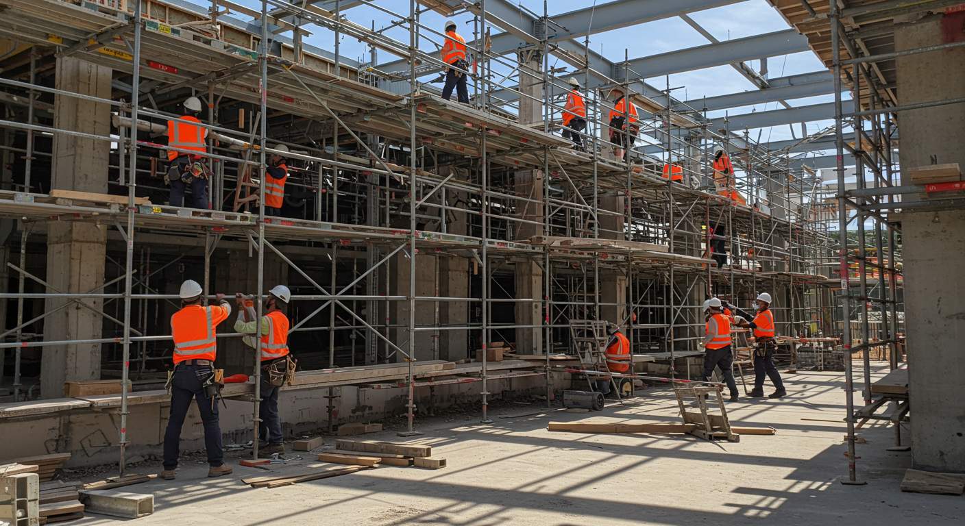 Монтаж строительных лесов для коммерческих объектов