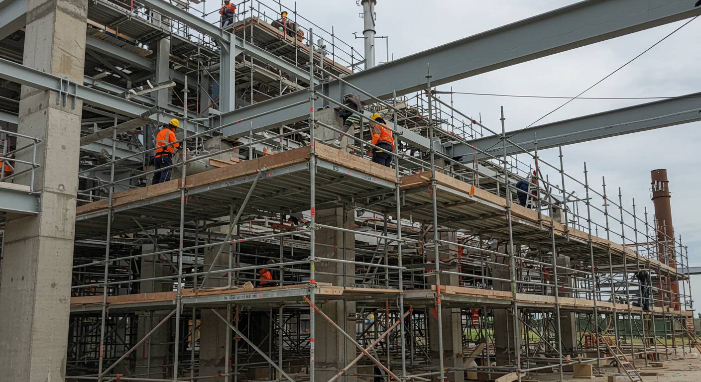 Монтаж строительных лесов для промышленных объектов