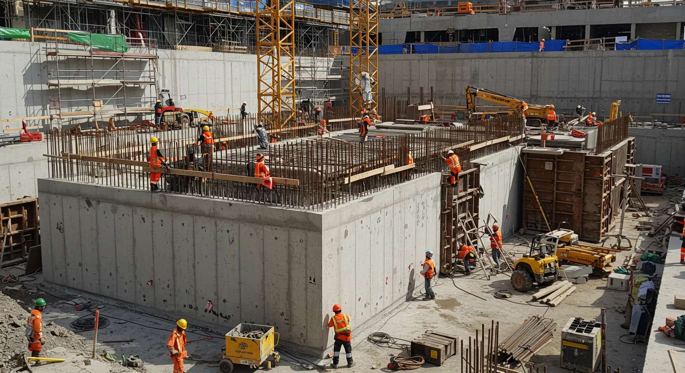 Монтаж цокольных монолитных перекрытий