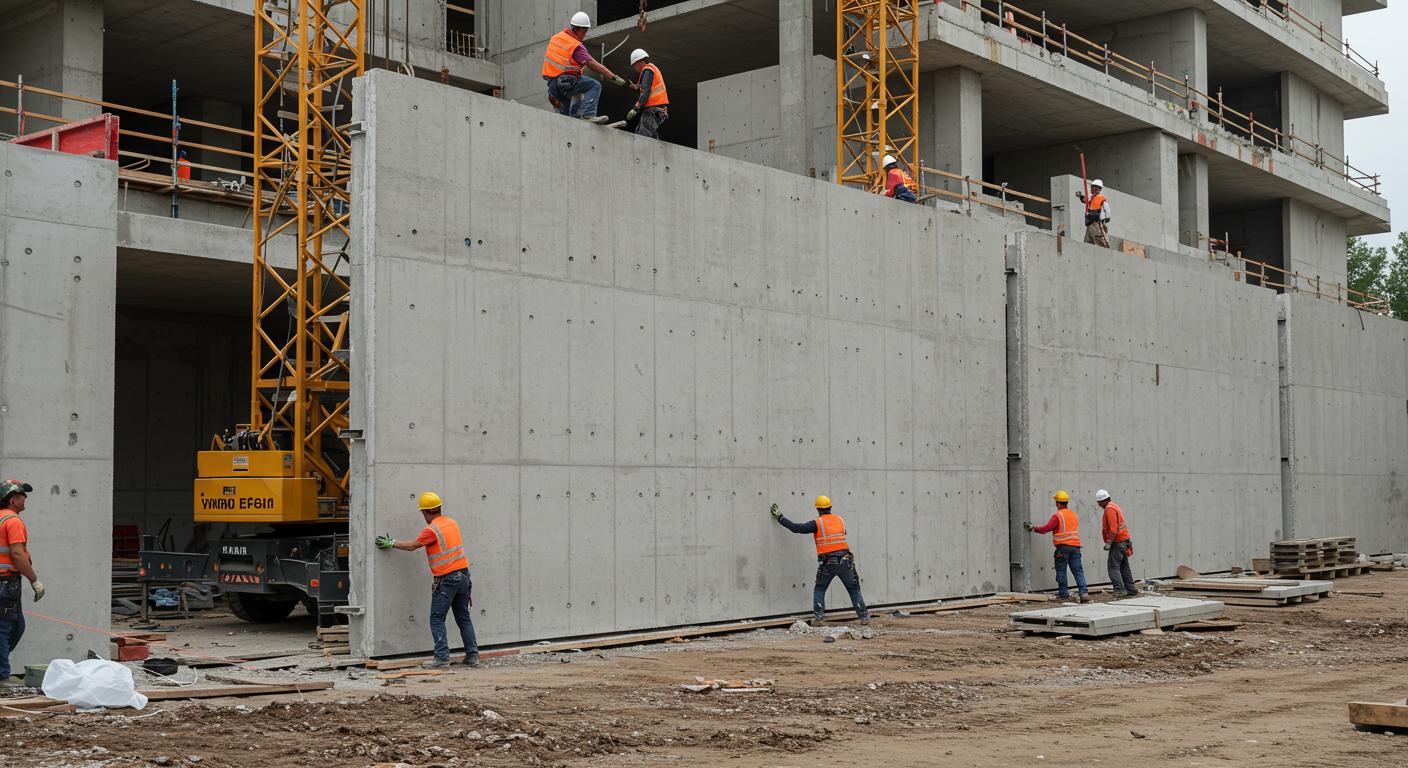 Монтаж фасадных монолитных стен