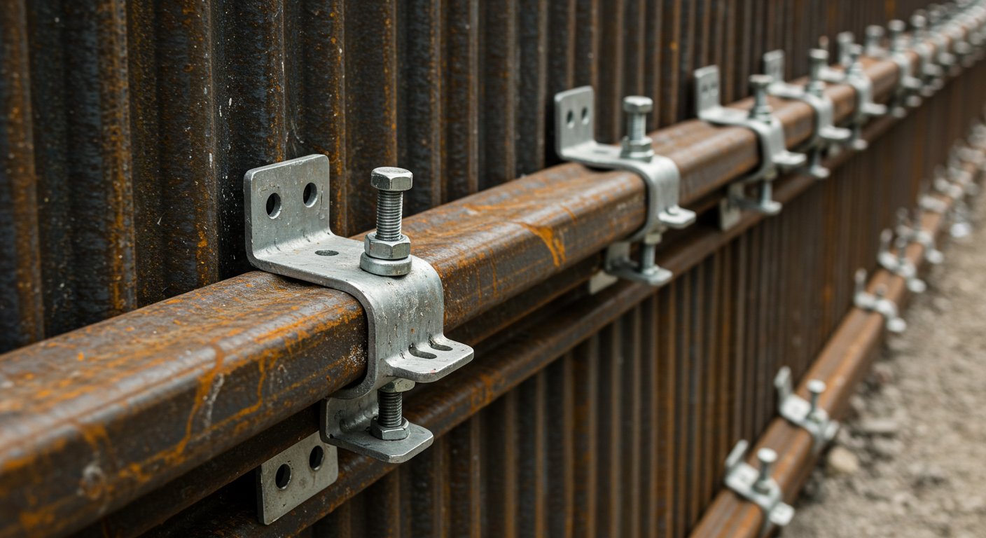 Крепёжные элементы для ограждения котлована