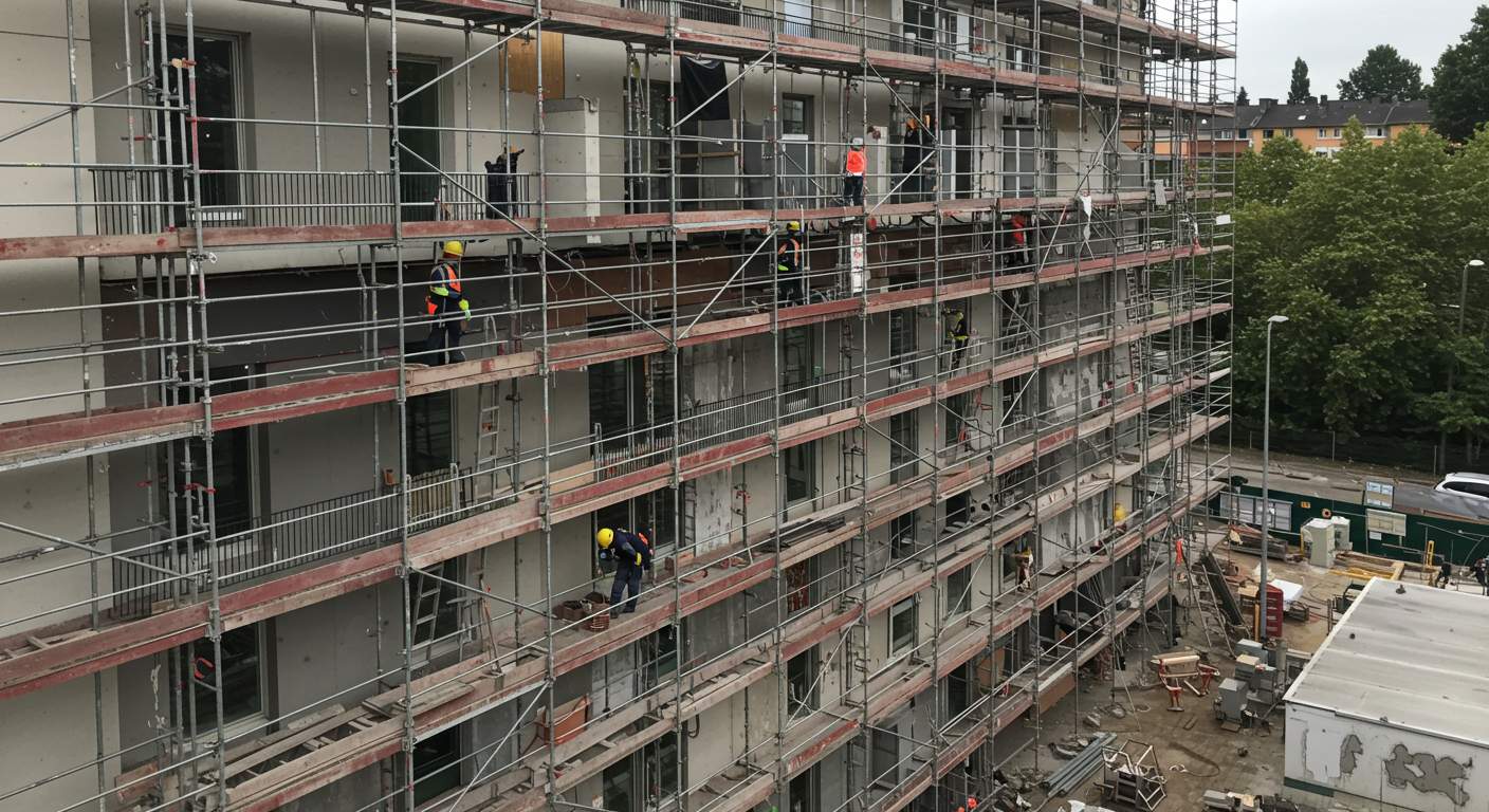 Монтаж фасадных лесов для жилых объектов