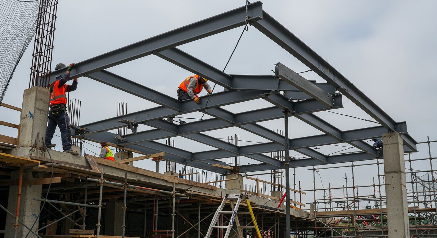 Монтаж металлоконструкций здания