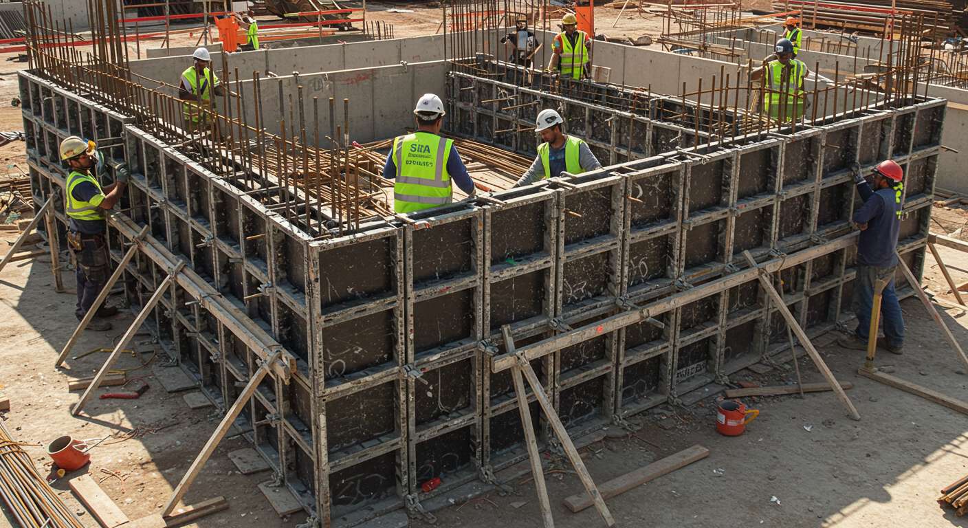 Монтаж опалубки для бетонных конструкций