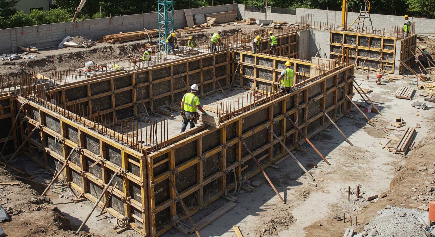 Монтаж опалубки для колонн и стен