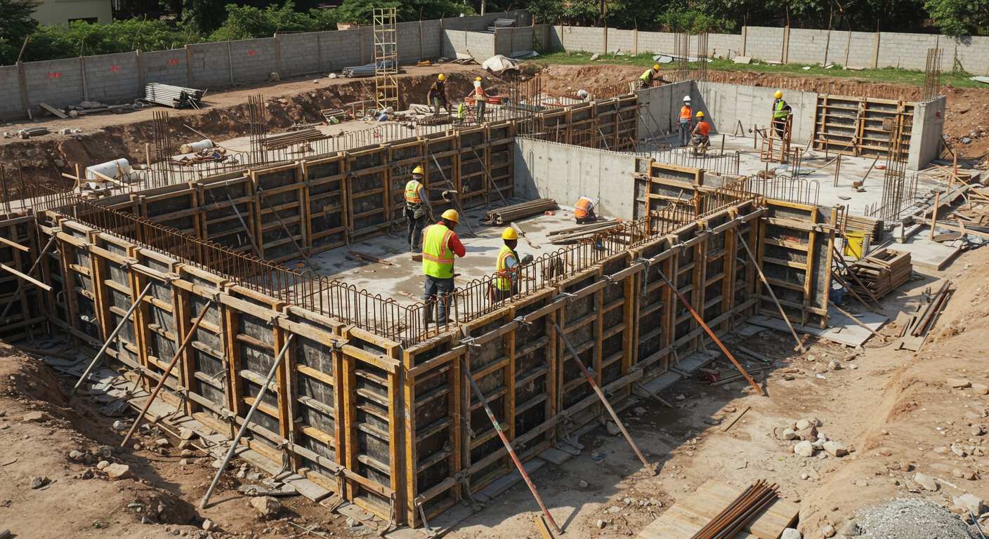 Монтаж опалубки для колонн и стен