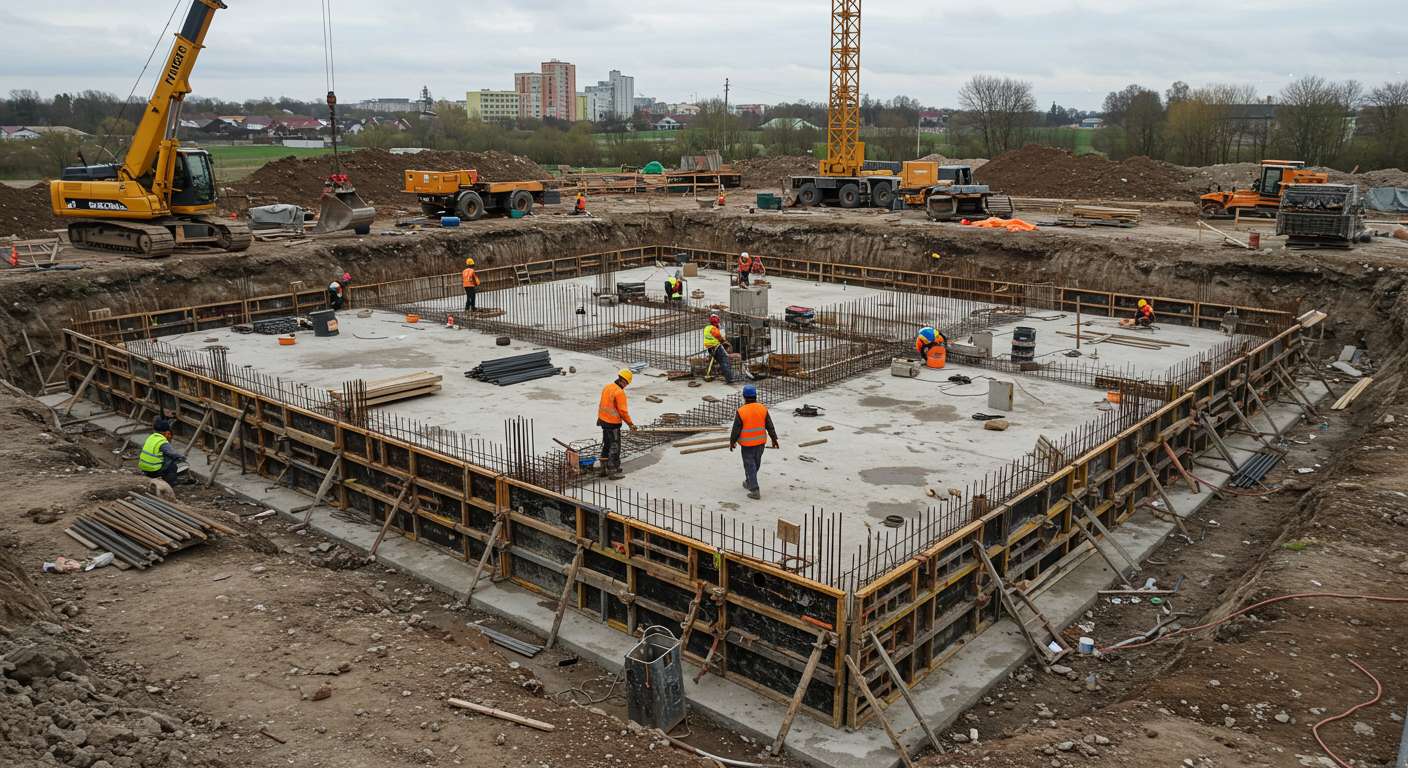 Монтаж опалубки для фундаментов