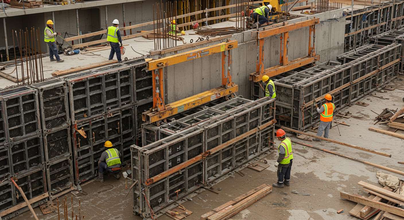 Монтаж переставной опалубки для стен