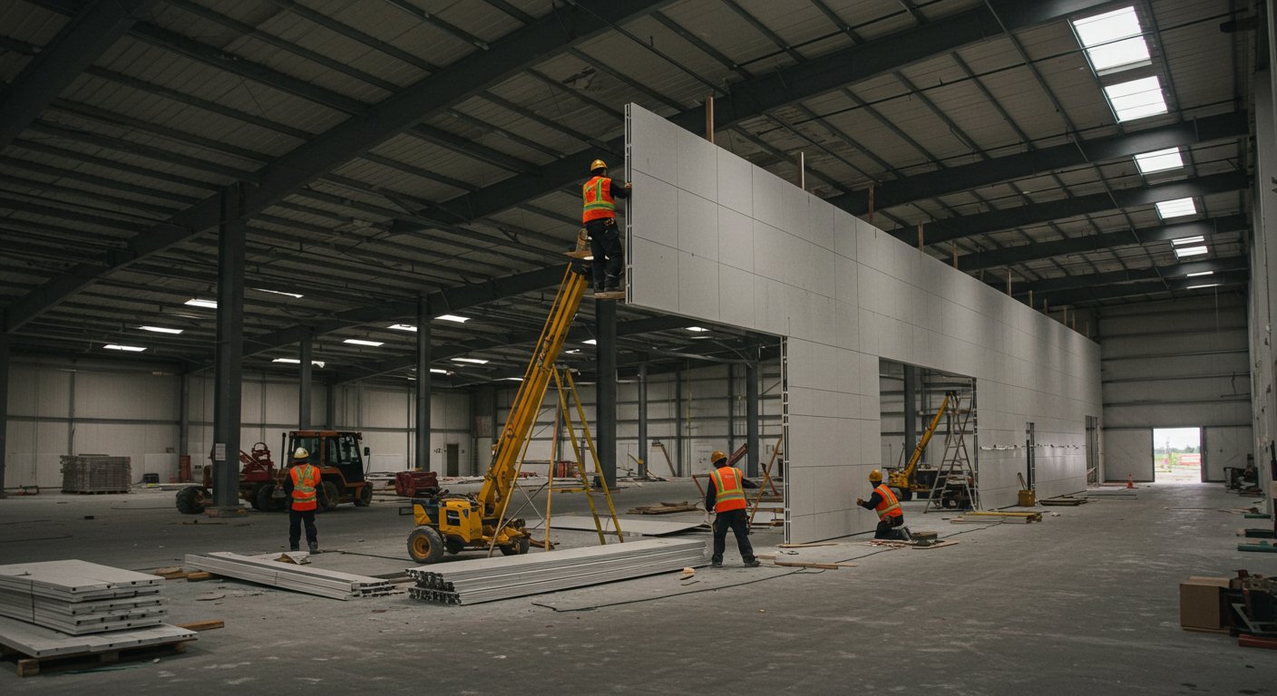 Монтаж зданий из сэндвич панелей для складов