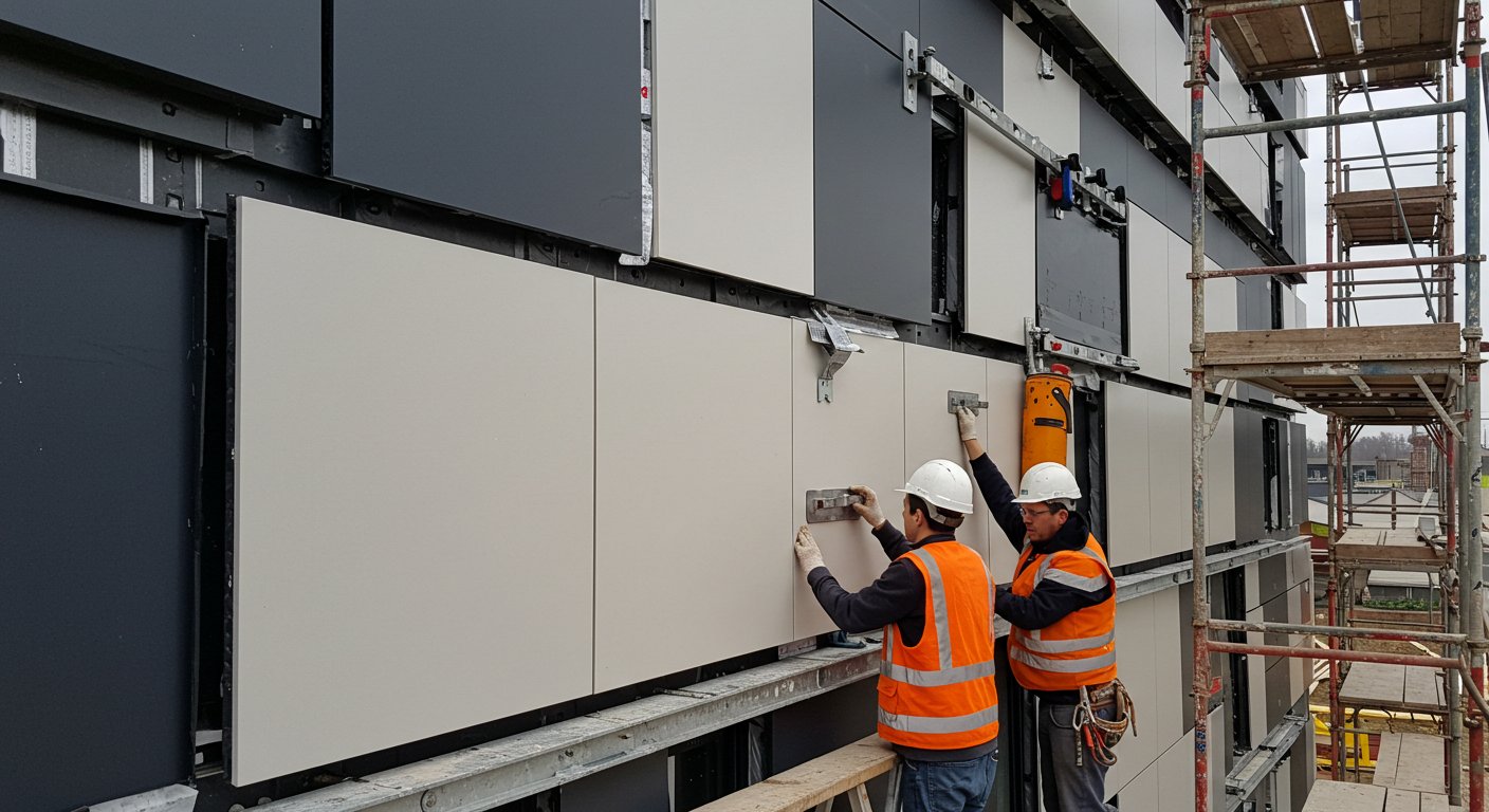 Монтаж фасадных панелей