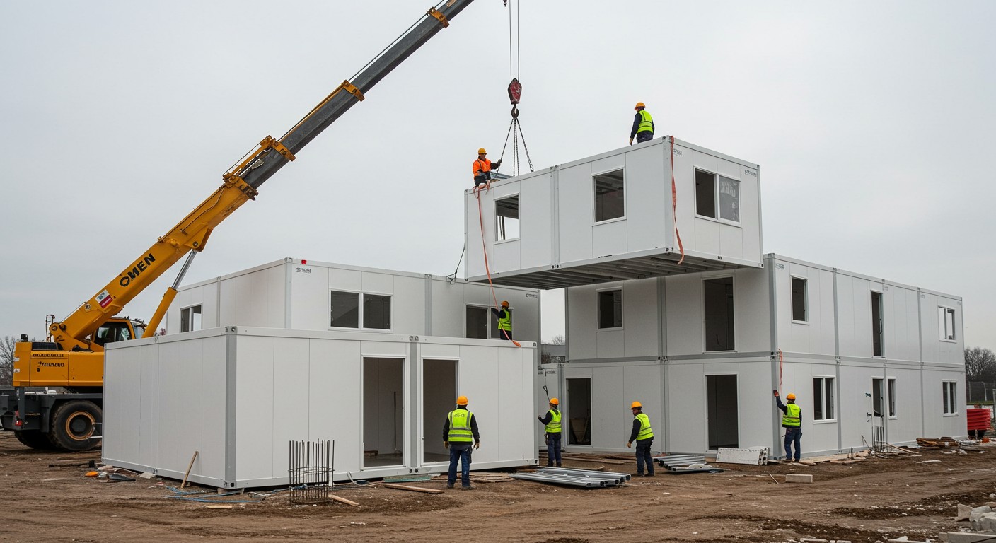 Монтаж модульных зданий для офисов Монтаж модульного офисного здания