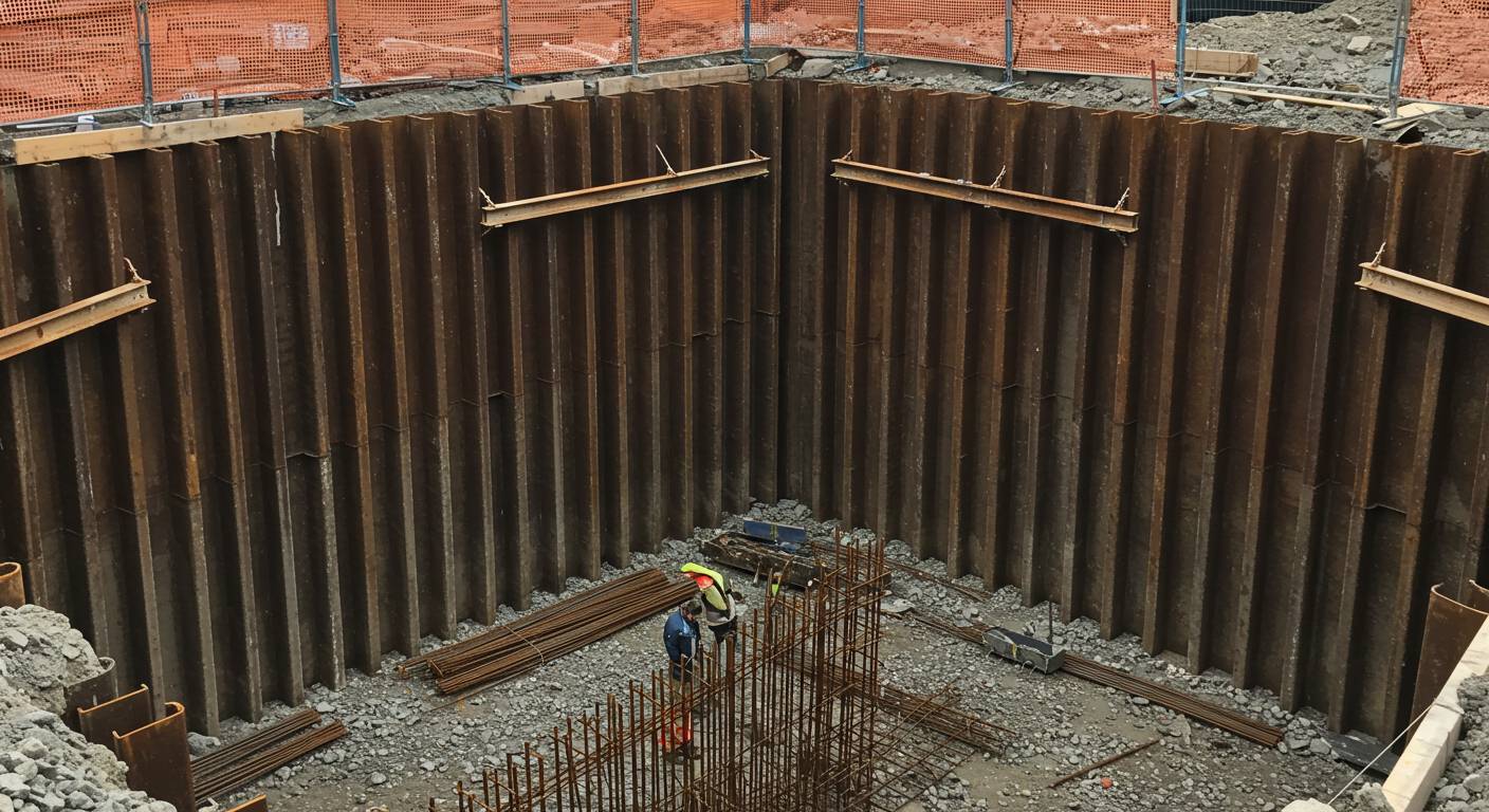 Усиление каркасных ограждений котлована