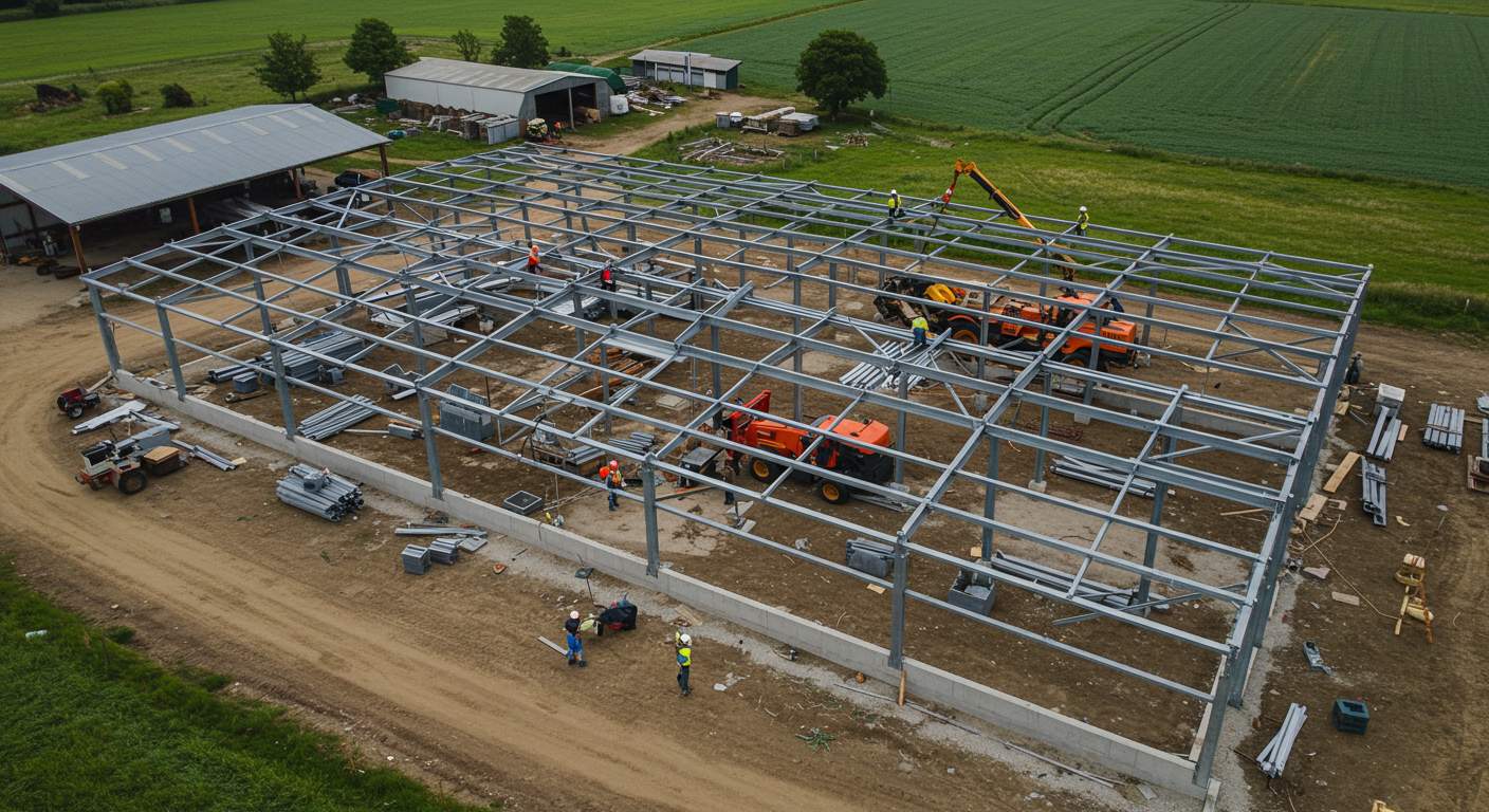 Монтаж ангаров из металлоконструкций для сельского хозяйства