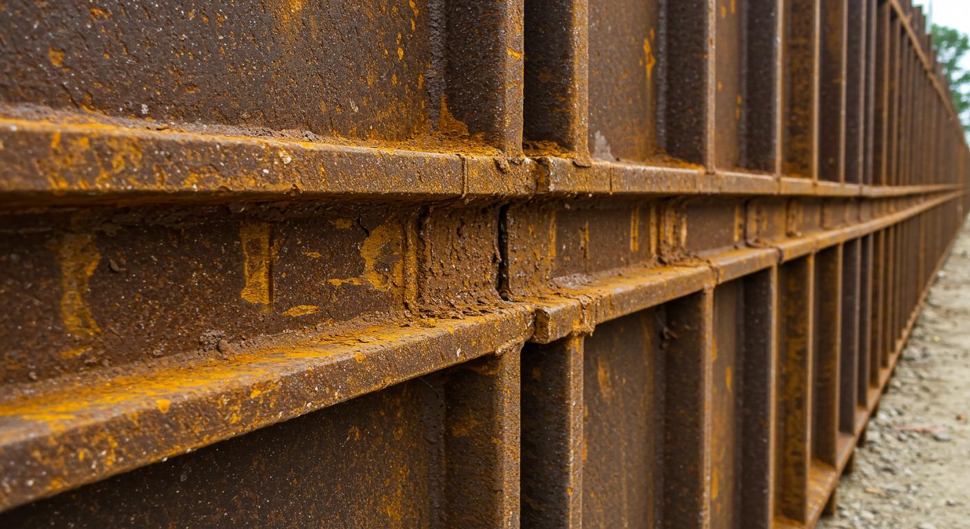 Антикоррозийная обработка ограждения котлована