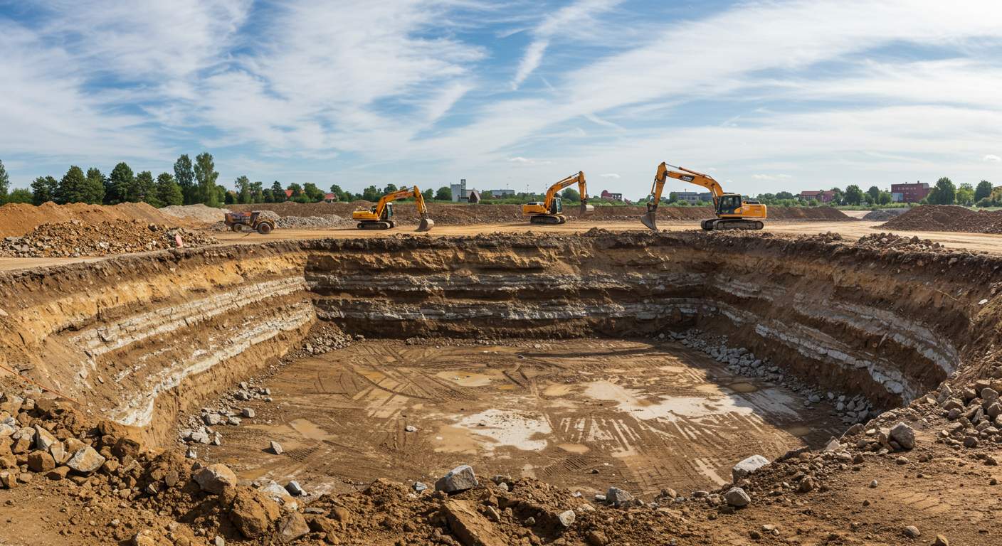 Дробление скального грунта спецтехникой