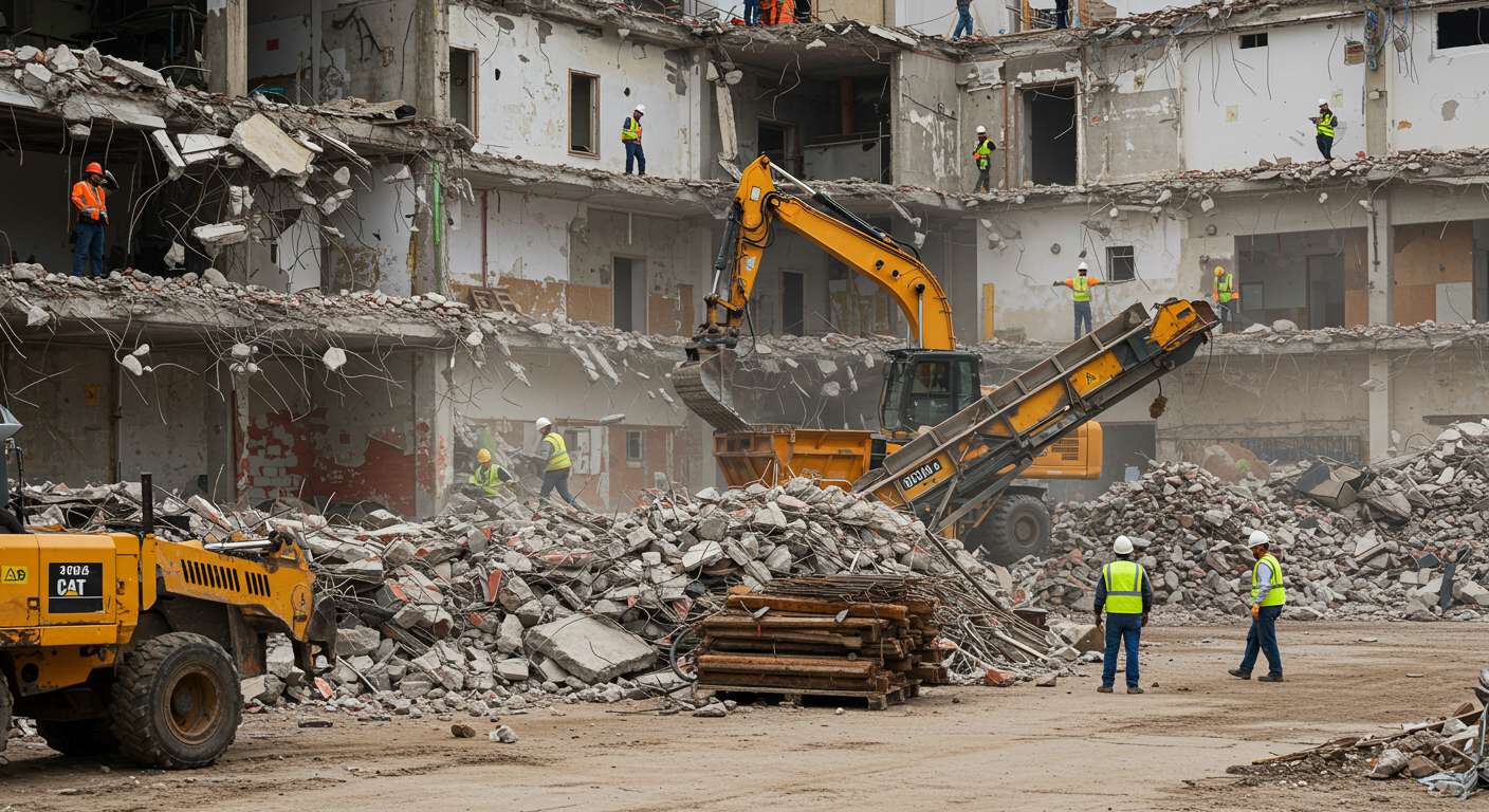 Процесс переработки строительных материалов