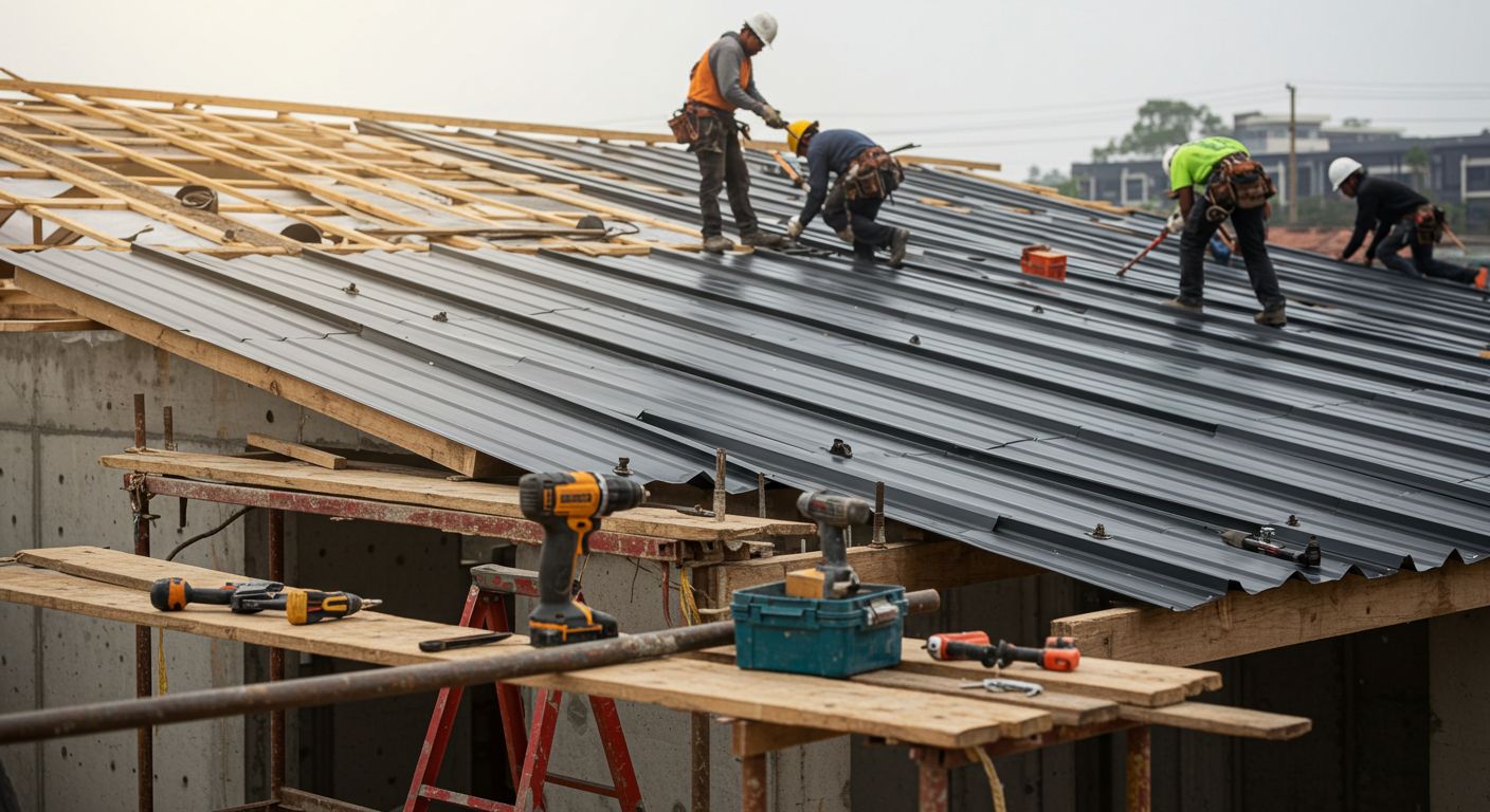 Монтаж металлической кровли с соблюдением всех технологий